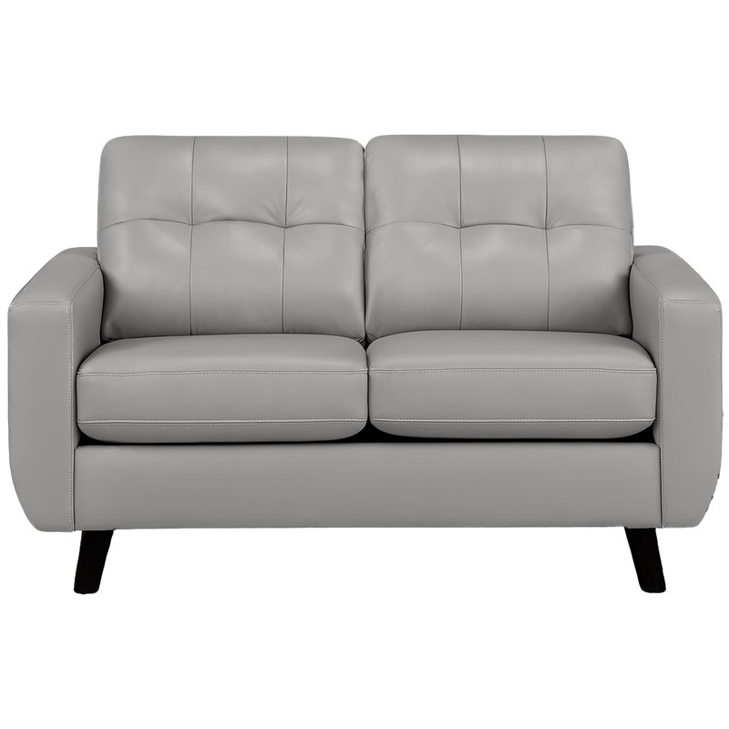 Tiena Leather Loveseat, Gray