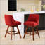 Tabourets de bar pivotants à hauteur de comptoir avec siège de 26 po, conception rembourrée confortable en bleu pour les cuisines et les bars modernes-1545269778