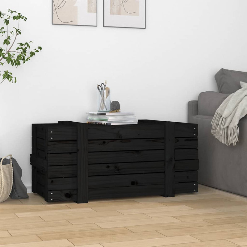 Marlow Home Co. Storage Box White 91X40.5X42 Cm Solid Wood Pine, Black