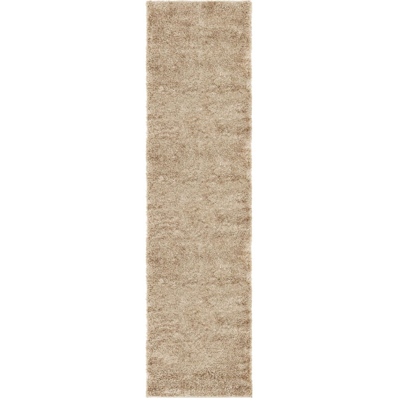 Tapis à poils longs de couleur kaki, Tapis de couloir 2 pi 7 po x 10 pi