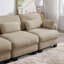 Canapé d'angle modulaire 4 places au design moderne et minimaliste capitonné, en forme de U, avec 2 poufs amovibles et d'épais coussins d'assise confortables, idéal pour le salon. Revêtement en chenille.
