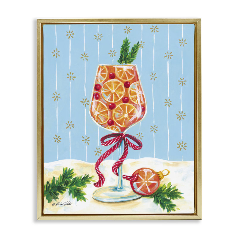 Cadre flottant Festive Fruit Cocktail, design par Diane Kater, H 31 po x l 25 po, Cadre flottant métallique doré