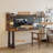 Nut-brown Rectangular Solid Wood+Iron desk-1262718933
