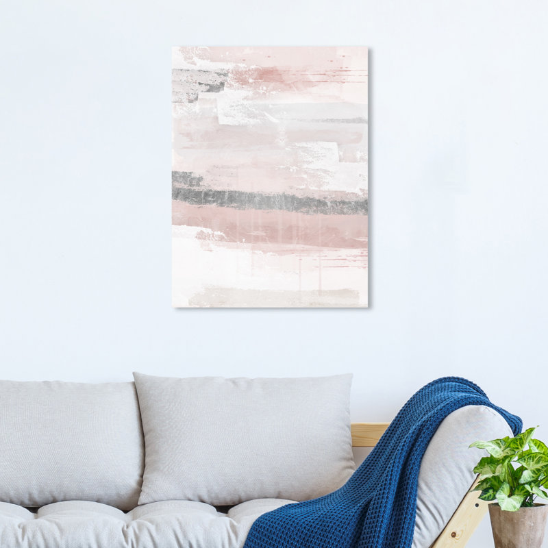 Éléments sophistiqués rosés - peinture, Toile tendue, H 20 po x l 16 po