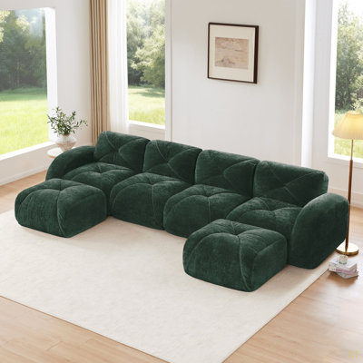 Canapé en forme de U sans os, conception capitonnée, fond en éponge haute densité 32D, conception antidérapante, aucun assemblage requis, combinaison libre, repose-pieds amovibles pour le salon, cinéma maison