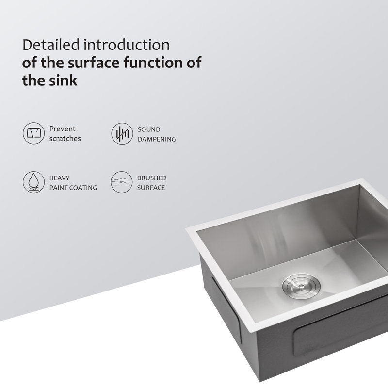 Évier de cuisine encastrable 21 po - Évier de cuisine encastrable 21 po x 18 po x 9 po en acier inoxydable de calibre 16 profond 9 pouces