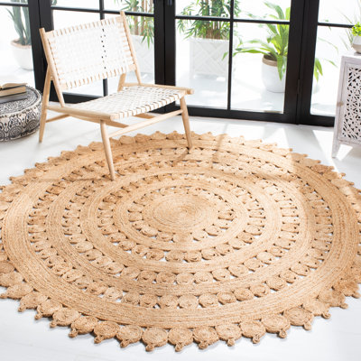 Lupe Geometric Handwoven Jute Tan Area Rug