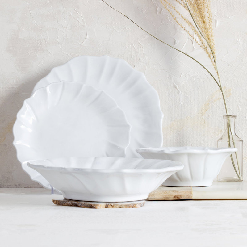 Incanto Stone Handmade Stoneware Dinnerware Set, White