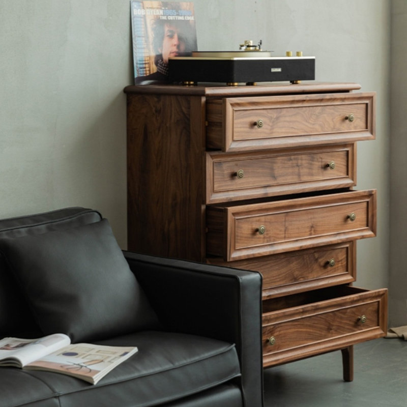 Commode d'appoint style rétro en noyer noir