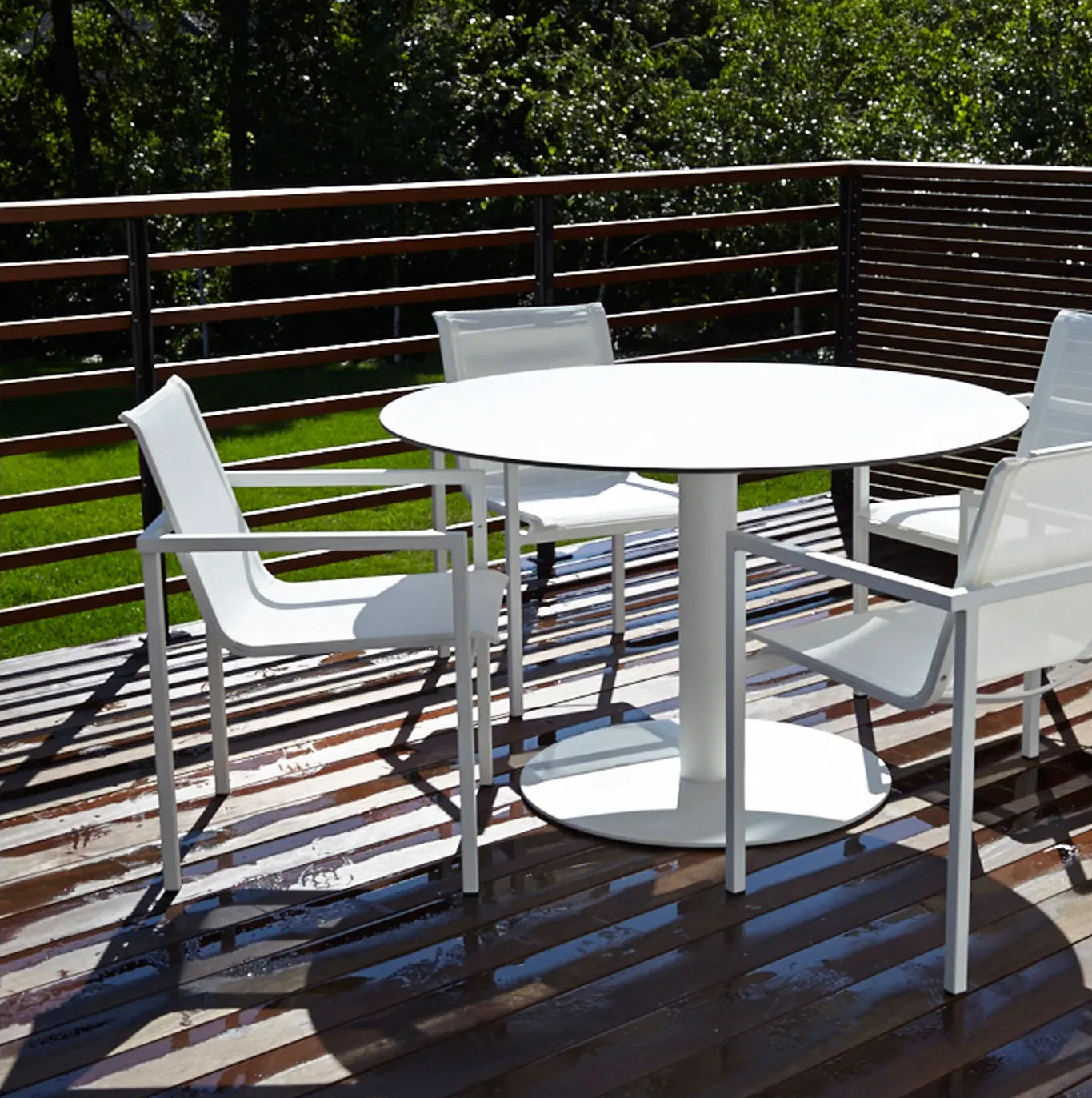 Skiff Stackable Aluminum Patio Armchair, White