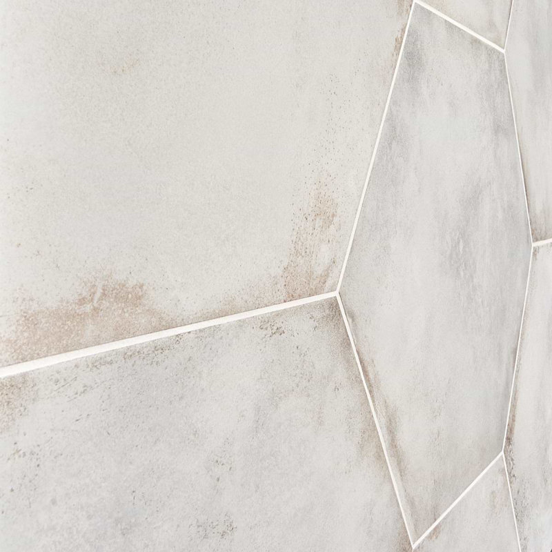 Angela Harris Flatiron 20" Large Hexagon Matte Porcelain Tile, White