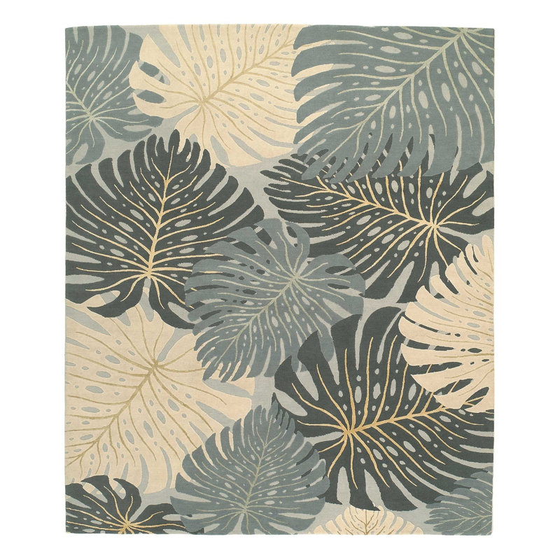 Wool Floral Area Rug, Rectangle 2' x 3'