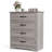  Ensemble de commode 3 pièces - commode 4 tiroirs et deux tables de chevet 2 tiroirs avec station de charge, gris délavé
