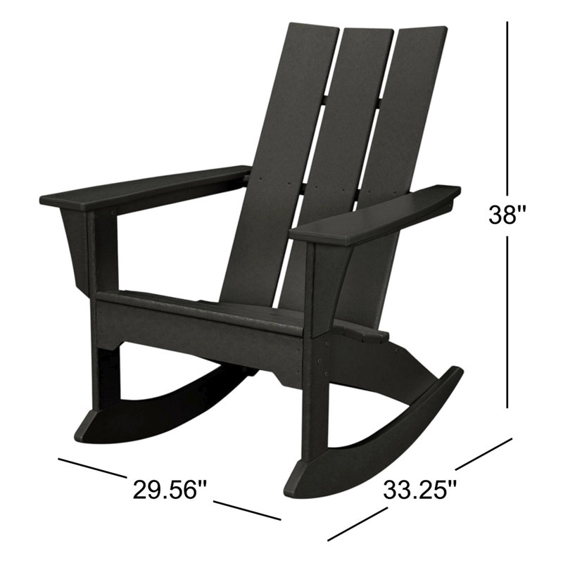POLYWOOD Modern Adirondack Rocker, Black