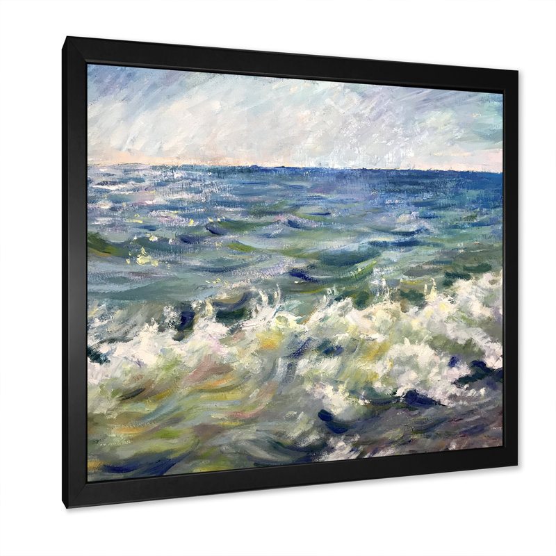 «Dreaming On Ocean Waves Beach II», reproduction d'art sur toile, Cadre noir, H 16 po x l 16 po x P 1 po