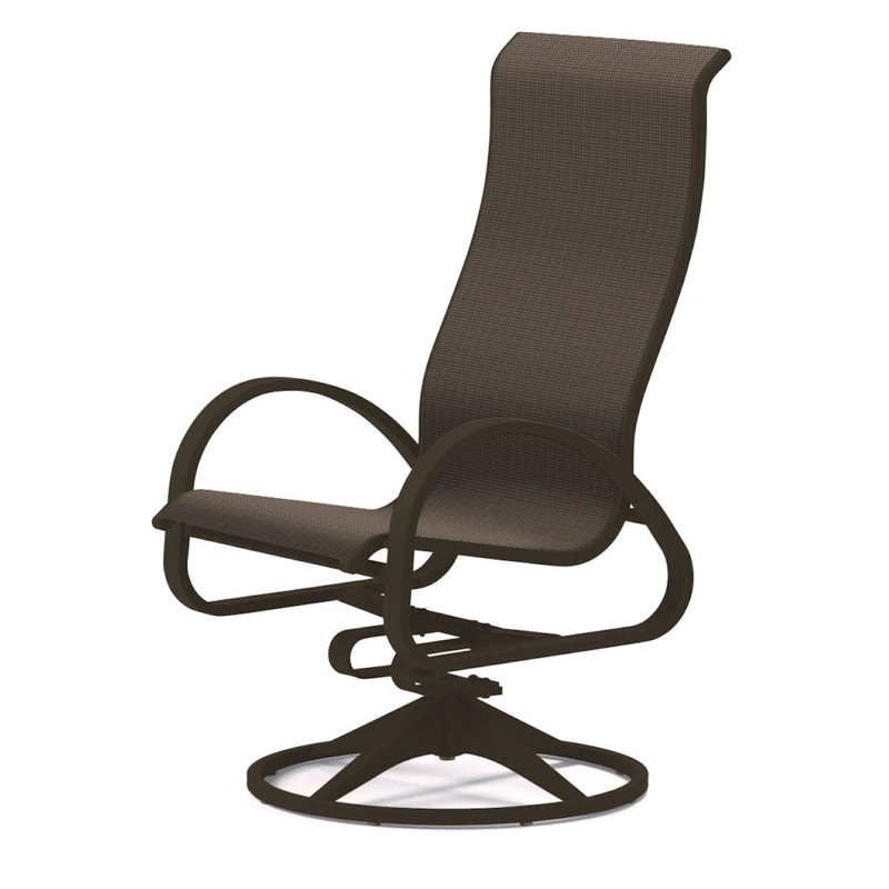 Fauteuil de patio pivotant Hiraku, Bois de plage texturé, Tweed Sunbrella® brun