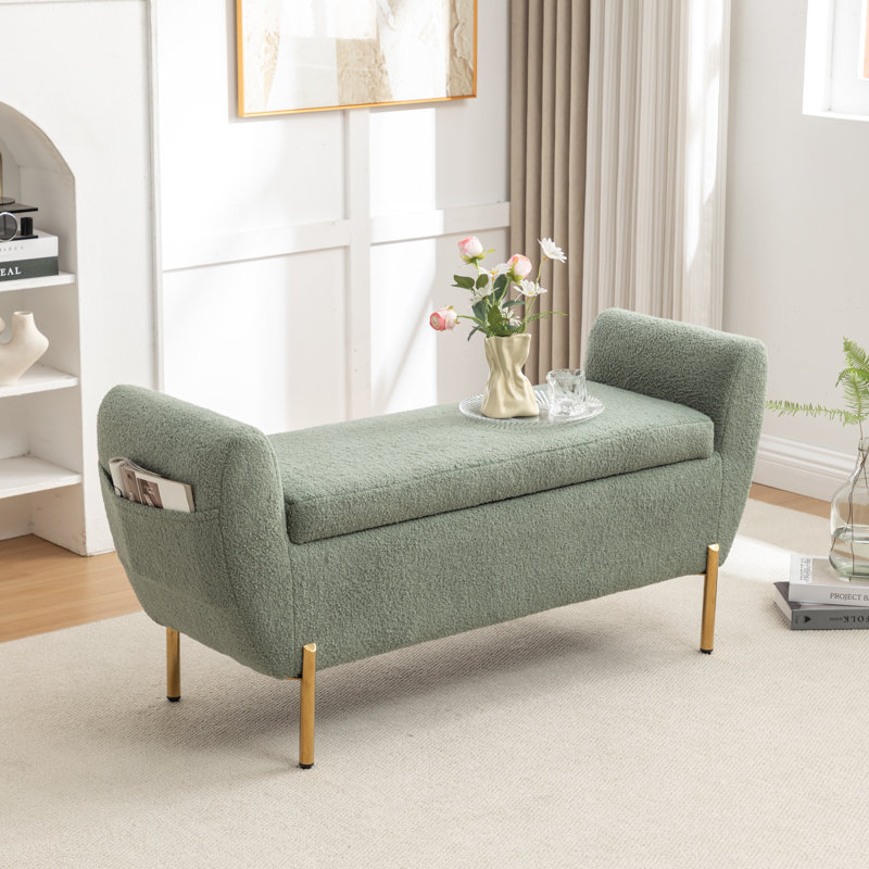 Banc de rangement rembourré Leaysia, Vert