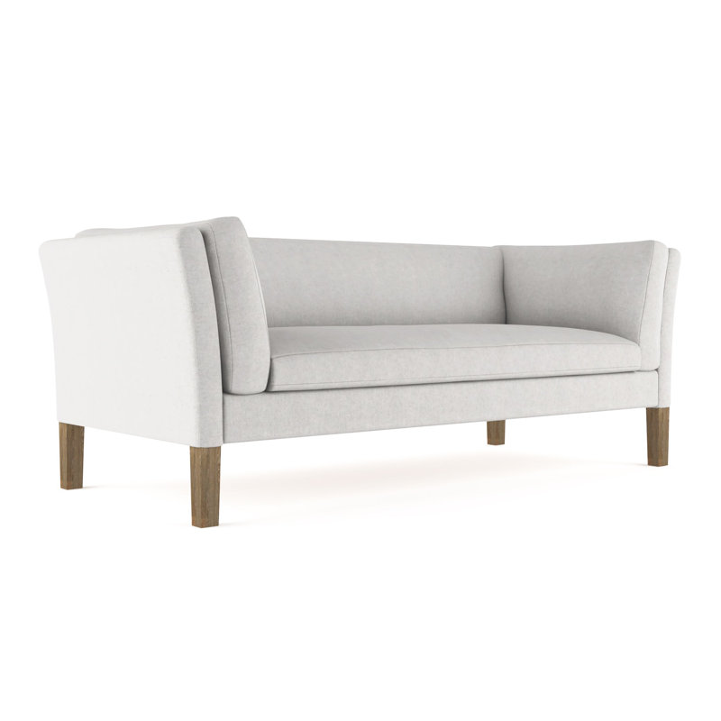 Charlton Flared Shelter-Arm Sofa, 31" H x 72" W x 33" D, Plush Velvet Silver Streak, Ebony