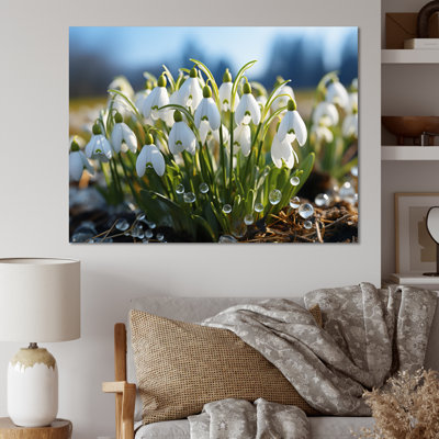 White Green Snowdrops Field III - Floral Wall Decor