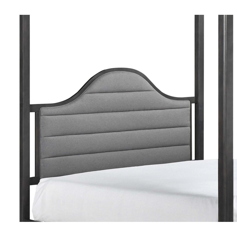 Lit double à baldaquin en bois avec tête de lit tapissier, Lit double