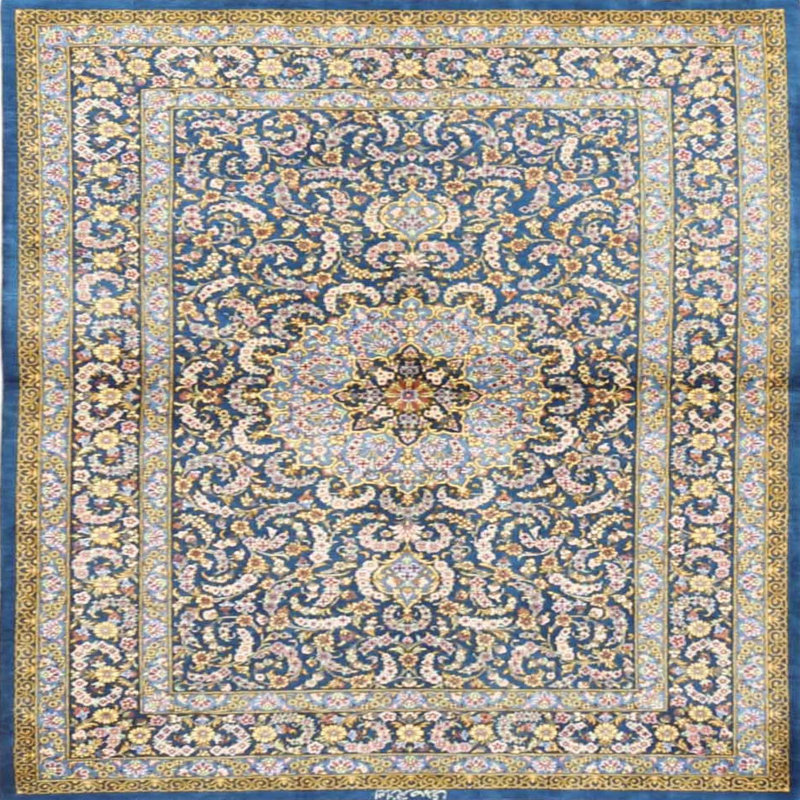 Tapis violet traditionnel/jaune/bleu, Rond 5 pi