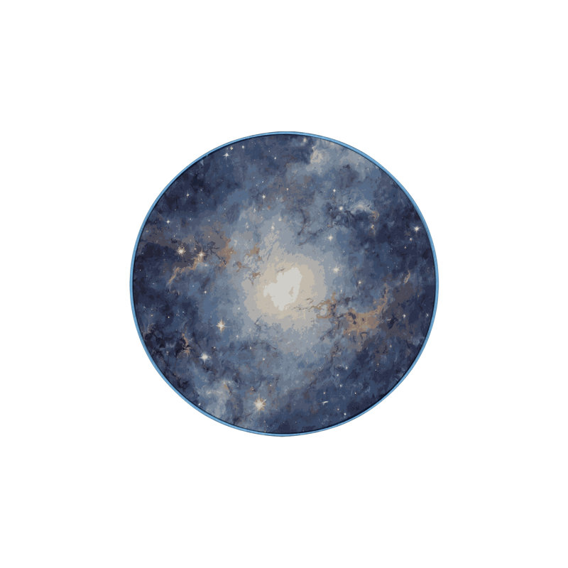 Tapis bleu lavable à la machine, Rond 5 pi