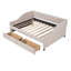 Lit de jour rembourré avec deux tiroirs, support en lattes de bois, beige, double (ancien SKU: LP001111AAA)-637516151