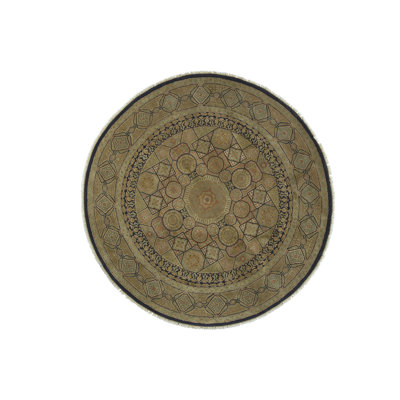 Hand-Knotted High-Quality Black Round Area Rug