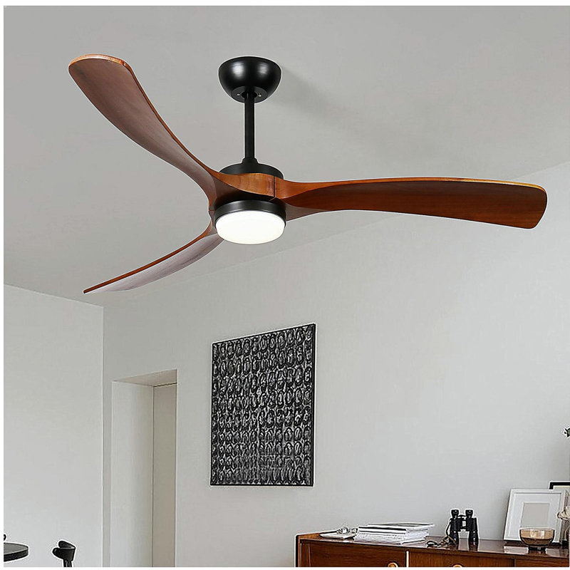 60-inch 3-leaf solid wood ceiling fan light
