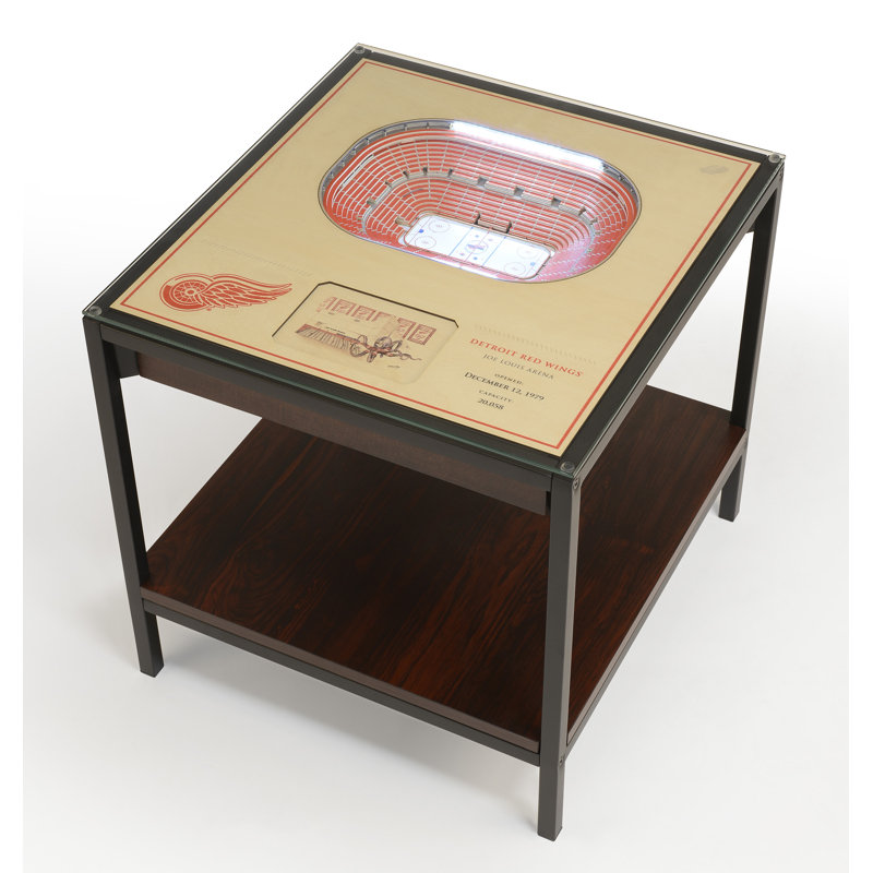 NHL 25-Layer StadiumViews Lighted End Table, Detroit Red Wings, Espresso/Black