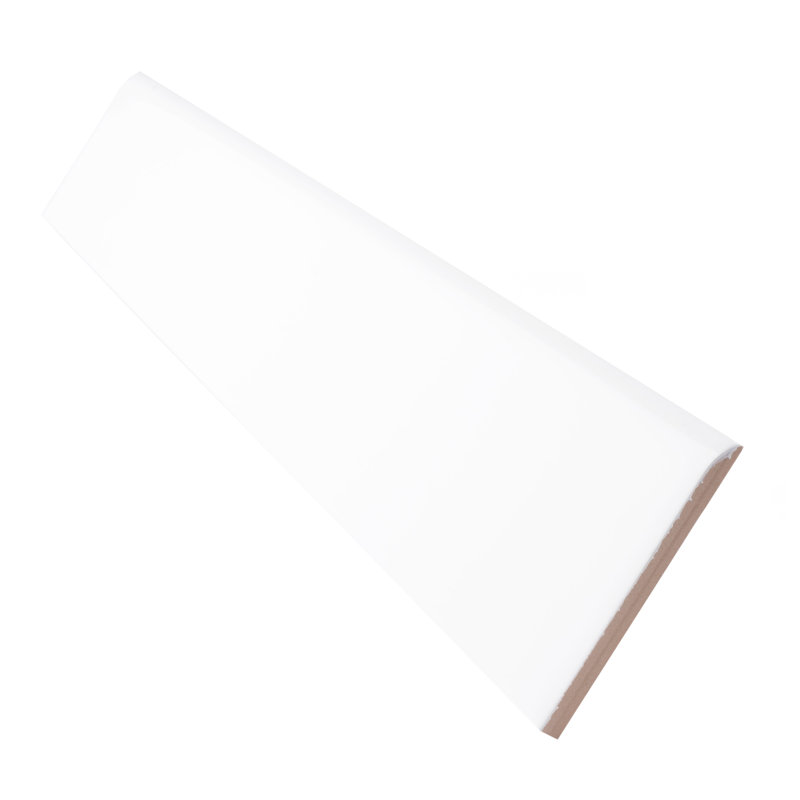 Battiscopa 18" x 3" Ceramic Bullnose Tile Trim, Glossy White