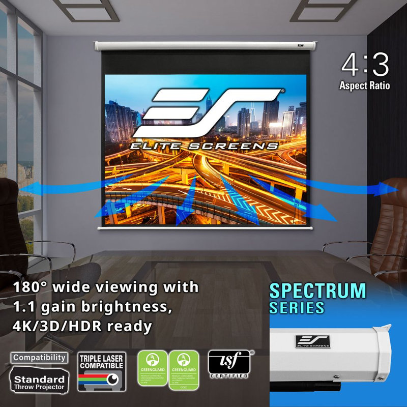 Elite Screens Electric Electric Wall/ Ceiling Mounted Projector Screen , 180"