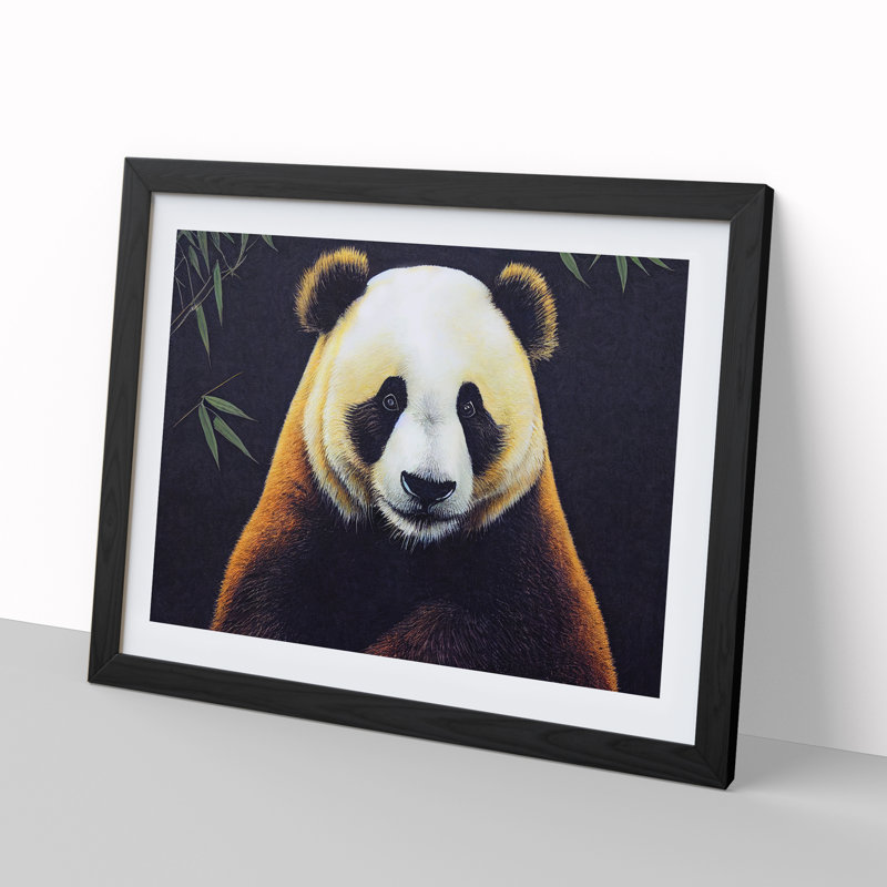 Captivating Panda - Single Picture Frame Print, 25cm H x 34cm W x 2cm D, Black