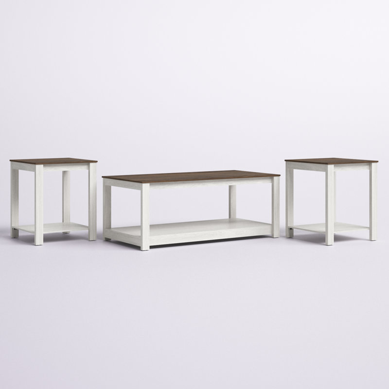 Ensemble de tables basses 3 pièces Lareine, Brun / Gris clair