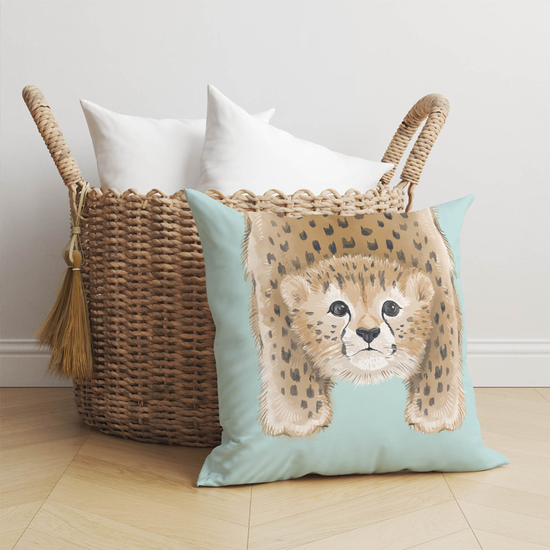 Lil Lying Leopard Blue Pillow, 26" H x 26" W