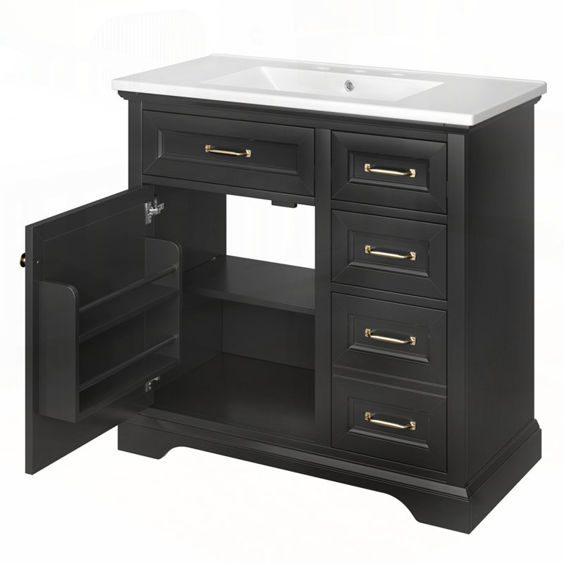 Premium Bathroom Vanity with Advanced Features for Optimal Functionality, Black