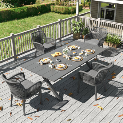 5 Pieces Outdoor Dining Set With Rectangular Dining Table And 4 Chairs