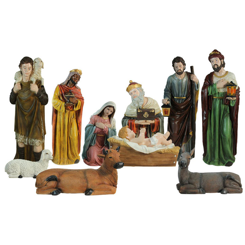 Ensemble de figurine de crèche de Noël 11 pièces multicolore - 49 po