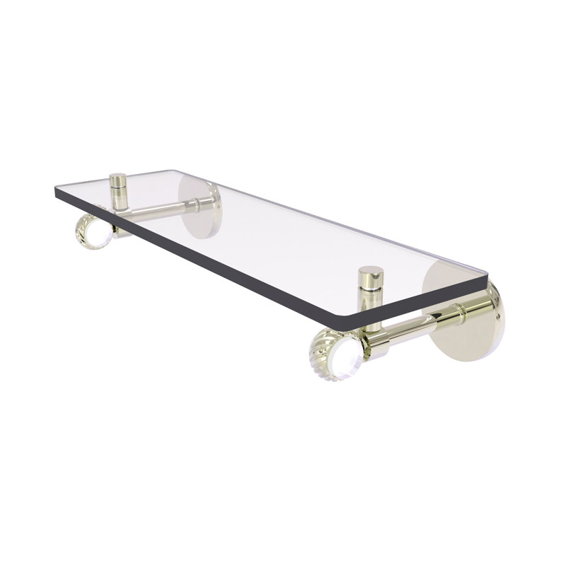 Tablette murale en verre Margolis, Nickel poli, H 3,3 po x l 16 po xP 5,65 po