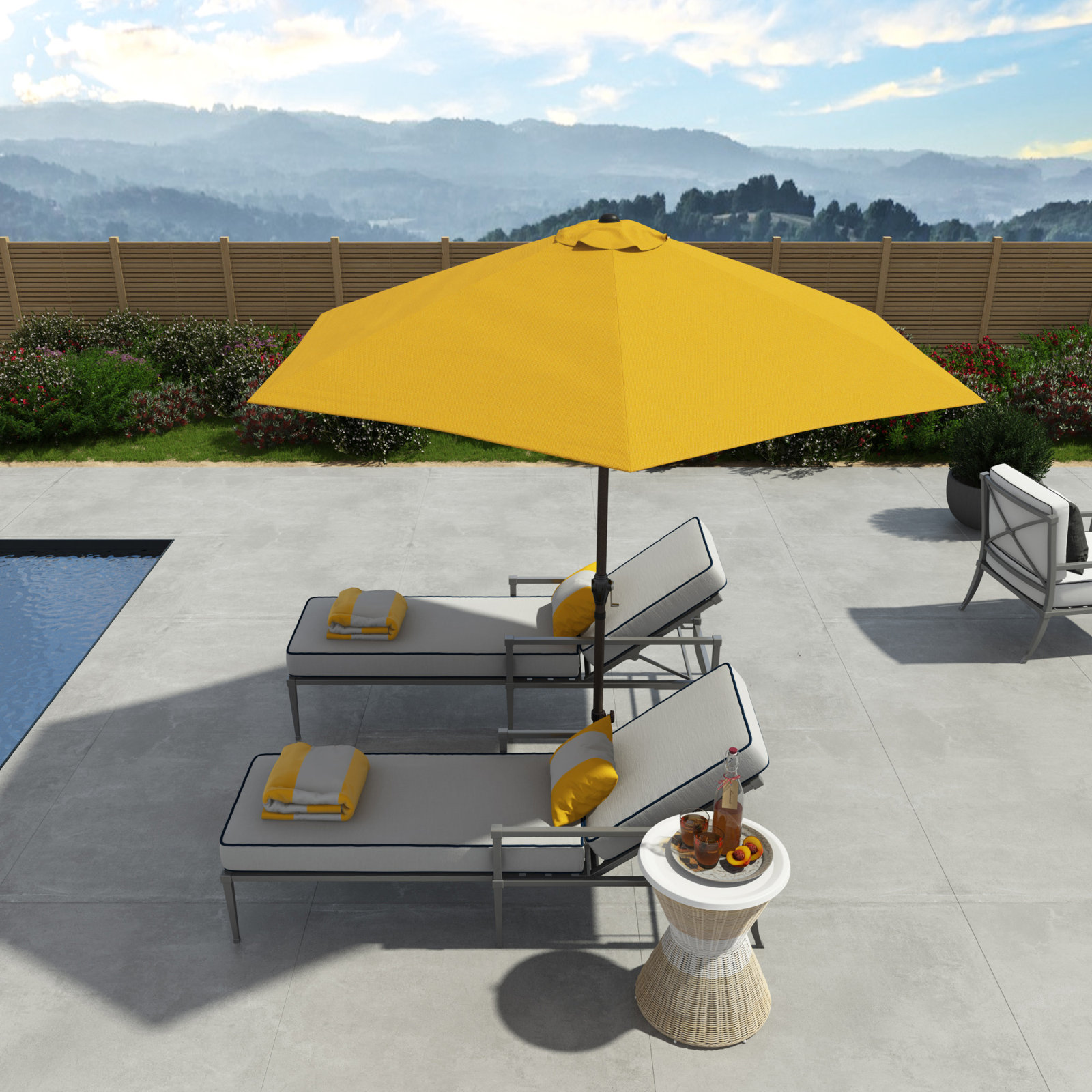 Astraea 9' Umbrella, Yellow - Polyester