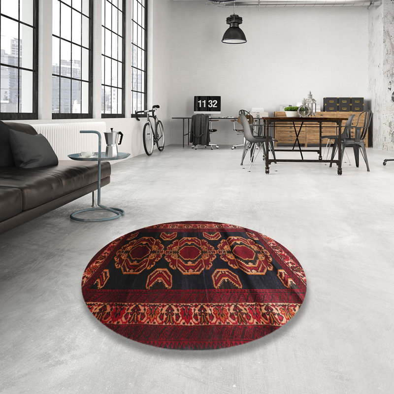 Tapis brun / rouge traditionnel, Rond 4 pi