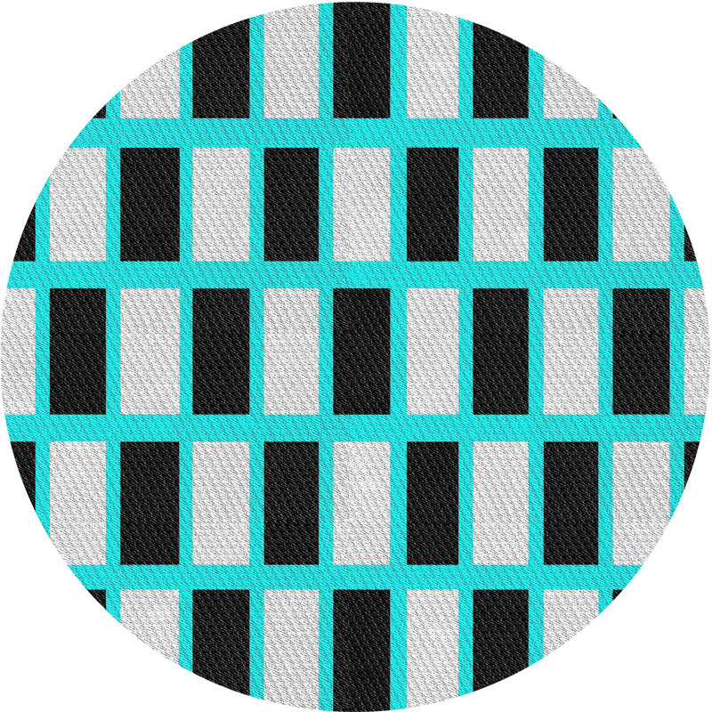 Gris abstrait/noir/Tapis décoratif bleu, Rond 6 pi