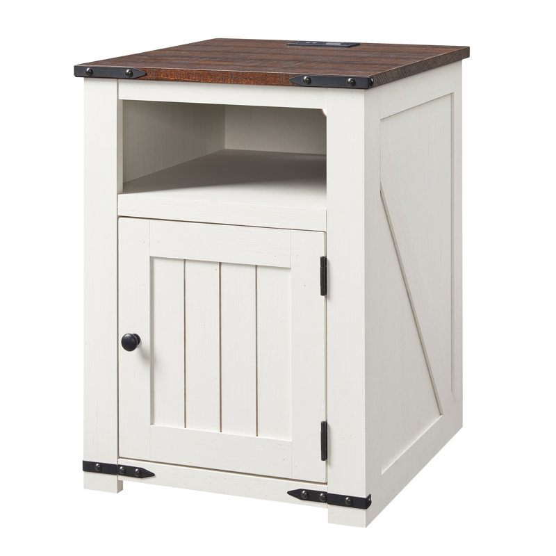 Xailey 2 - Drawer End Table and Built-In Outlets, White