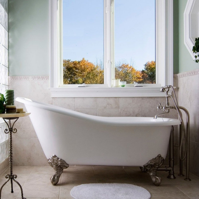 Baignoire de trempage sur pattes Charlotte, Nickel brossé, H 30 po x L 54 po x L 30 po