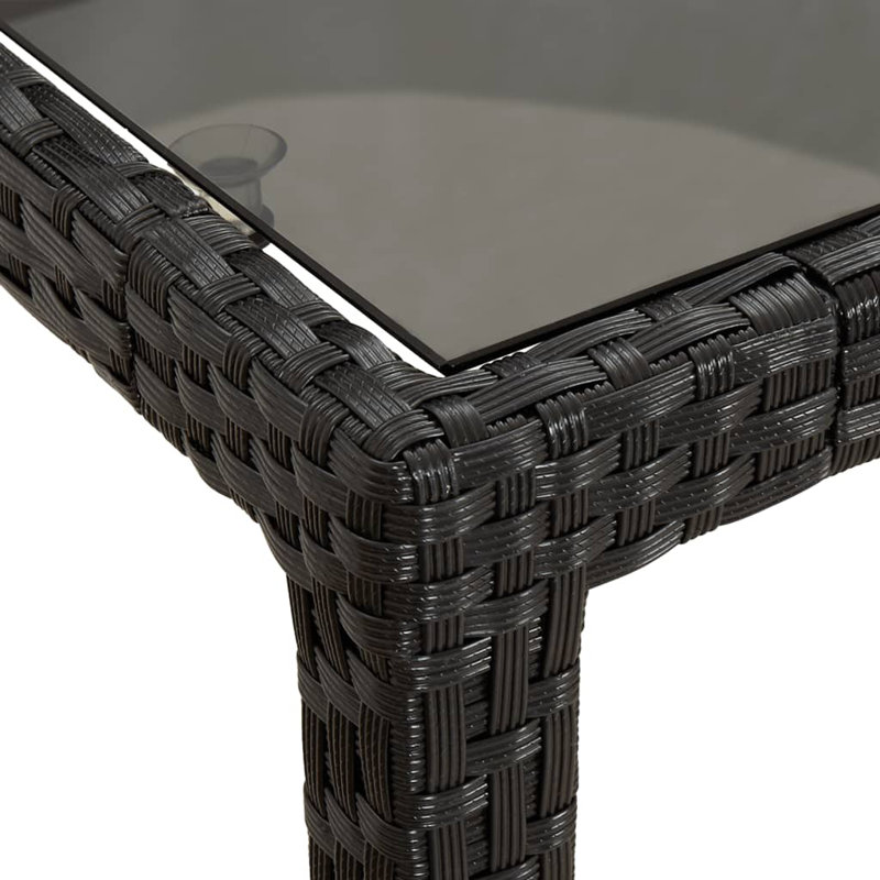 Table de patio en verre trempé et poly rotin Latitude Run®, H 29,5 po x l 35,4 po x L 59,1 po, Blanc