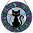 12"H Black Cat Stained Glass Window Panel