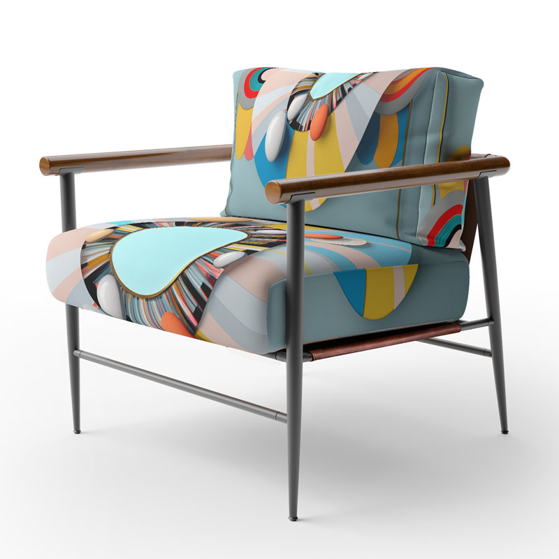 Fauteuil d'appoint à motif géométrique abstrait rembourré Croker, Noir, noir, noir, noir