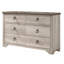1pc Commode style vieilli 6 tiroirs en bois flotté contrastant avec plateau brun vieilli traditionnel