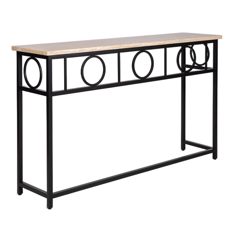 Hampton Console Table, Lite Travertine, Flat Black