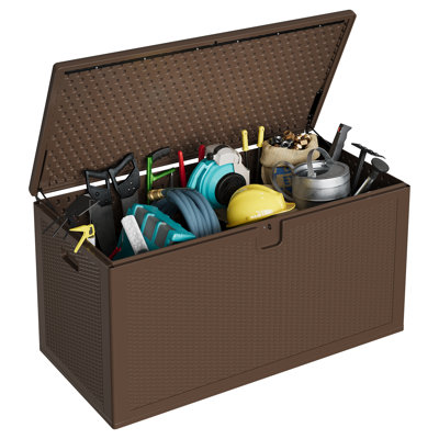 Boîte de rangement pour terrasse en résine robuste de 150 gallons Qeetex